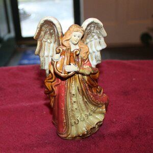 Porcelain Angel Figurine Playing Harp